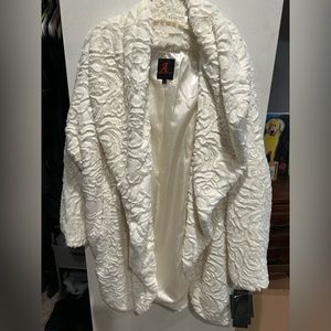 Adrienne Landau white / cream faux fur coat. NWT.